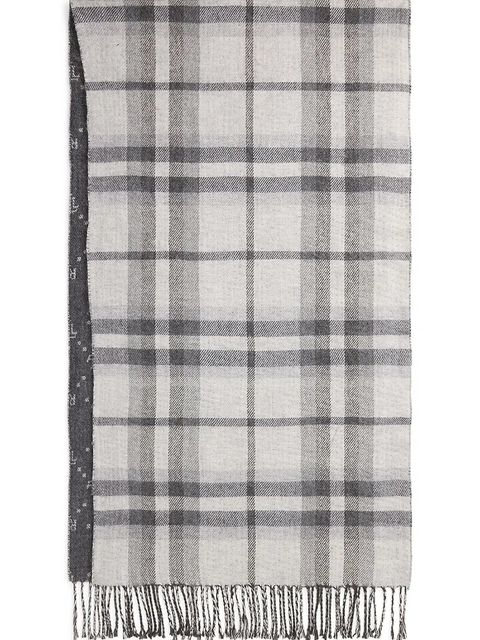 Lauren Ralph Lauren szalik z domieszką wełny damski kolor szary wzorzysty 454P04496