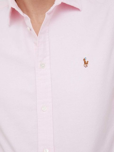 Polo Ralph Lauren koszula bawełniana damska kolor różowy regular z kołnierzykiem klasycznym