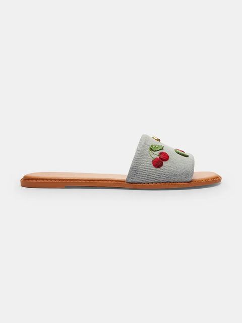 Coach klapki na płaskim obcasie damskie bawełniane Holly Denim Cherries Sandal - zdjęcie produktu nr 2