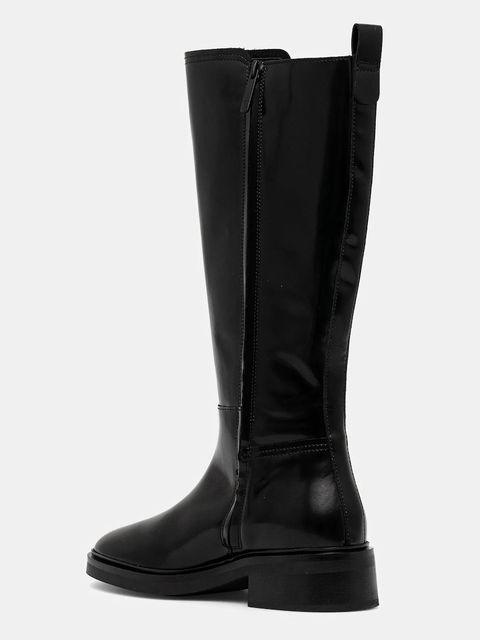 Tommy Hilfiger kozaki skórzane TH MINIMAL ABRASIVATO LONG BOOT damskie kolor czarny na słupku FW0FW08979