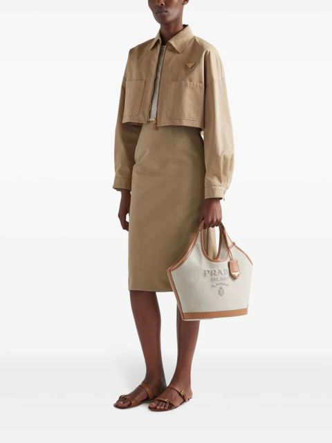 Prada triangle-logo cropped jacket - Neutrals - zdjęcie produktu nr 2