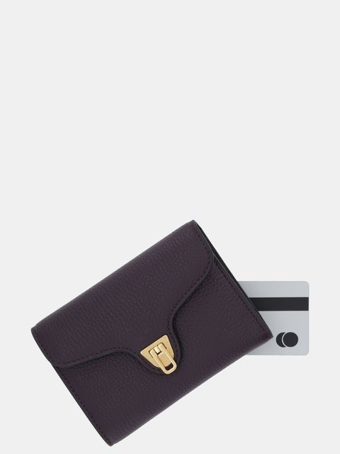 Coccinelle portfel skórzany damski kolor fioletowy