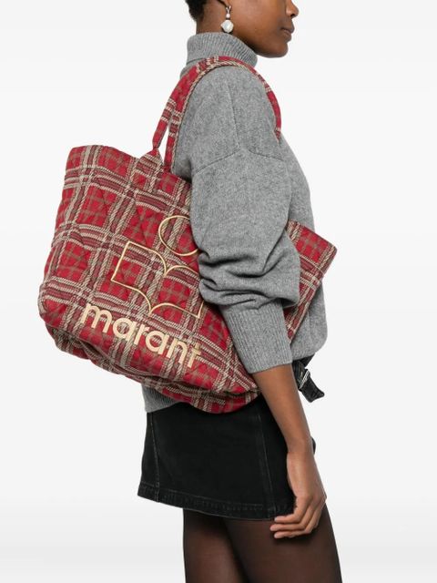 ISABEL MARANT small Yenky Tartan tote bag - Red - zdjęcie produktu nr 2