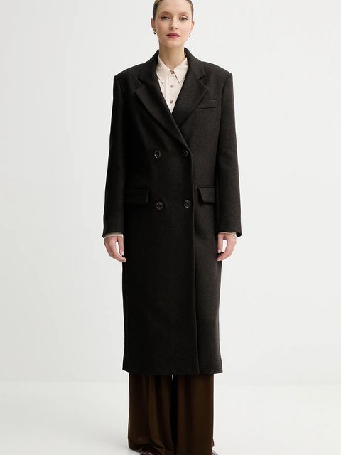 Sessun płaszcz z dodatkiem wełny kolor brązowy 25112018