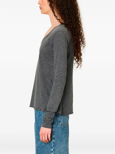 American Vintage Jacksonville v-neck long-sleeved top - Grey