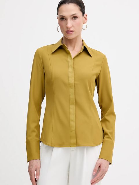 Sisley koszula damska kolor zielony regular z kołnierzykiem klasycznym 5SLFLQ0A0 - zdjęcie produktu nr 1