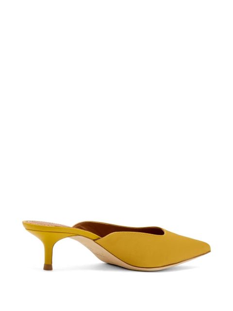 STAUD 50mm leather heeled mules - Yellow
