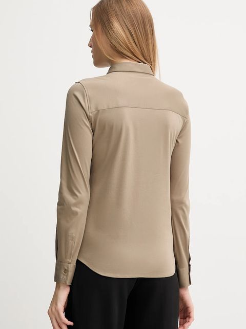 Mos Mosh koszula bawełniana damska kolor zielony regular z kołnierzykiem klasycznym