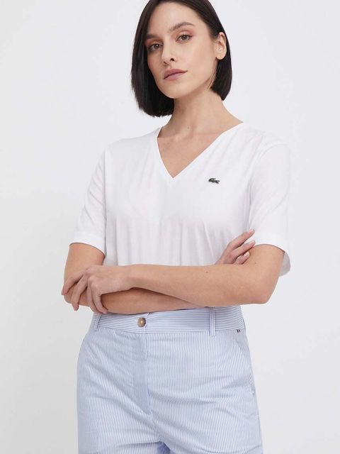Lacoste t-shirt bawełniany damski kolor biały - zdjęcie produktu nr 1