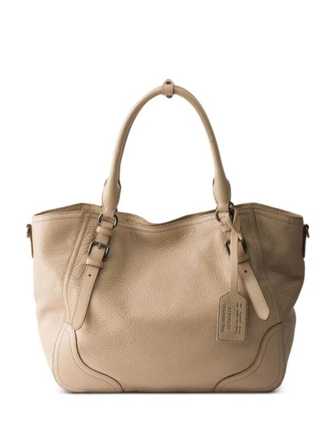 Prada large leather tote bag - Neutrals