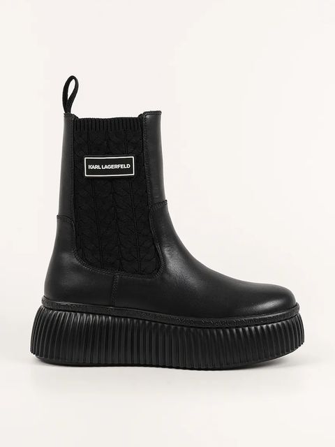 Karl Lagerfeld botki skórzane KREEPER LO damskie kolor czarny na platformie KL42365 - zdjęcie produktu nr 1