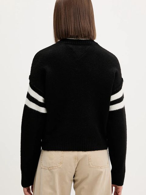 Tommy Jeans sweter z dodatkiem wełny damski kolor czarny DW0DW22033 - zdjęcie produktu nr 2