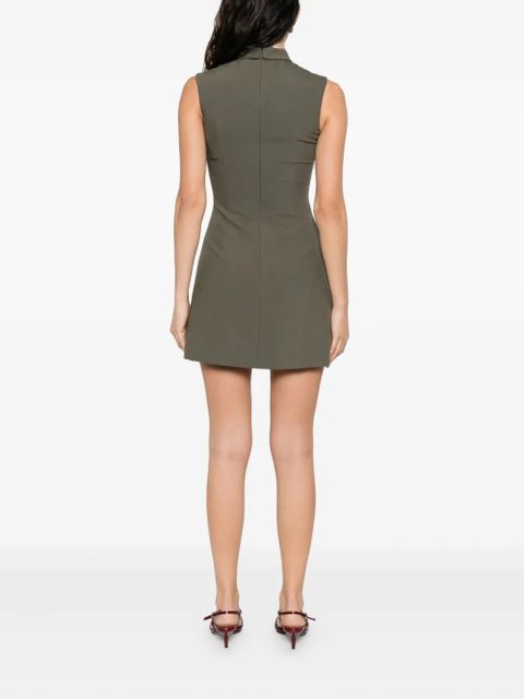 Self-Portrait twill mini dress - Green