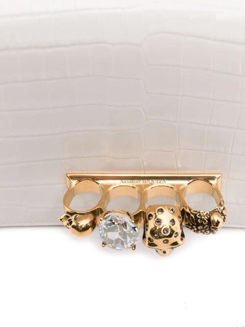 Alexander McQueen Jewelled embossed shoulder bag - White