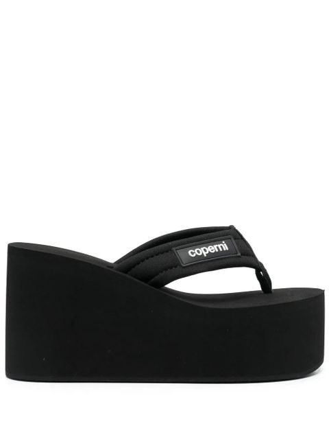 Coperni logo-patch wedge sandals - Black - zdjęcie produktu nr 1