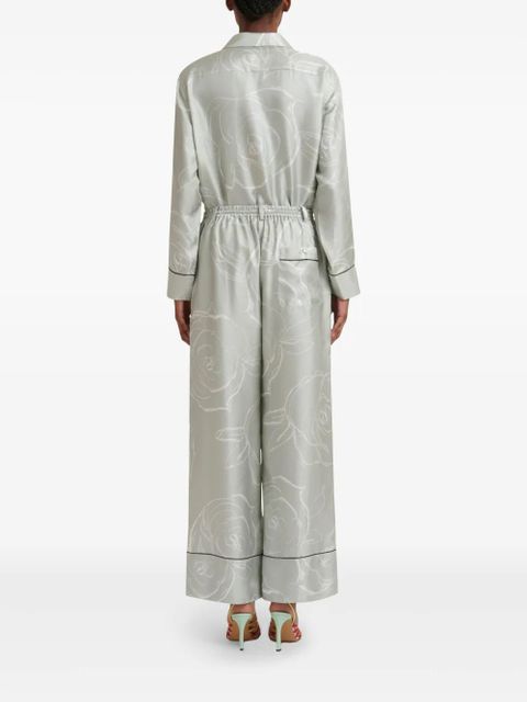 Marni rose-print palazzo pants - Green