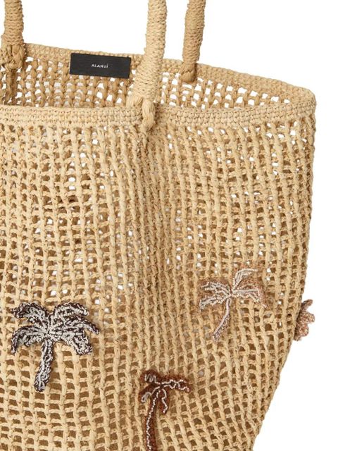 Alanui Where The Waves Begings palm-tree raffia tote bag - Neutrals