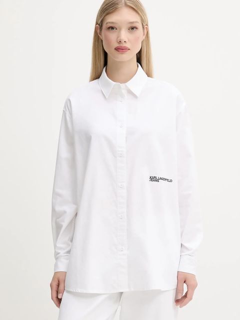 Karl Lagerfeld Jeans koszula bawełniana damska kolor biały relaxed z kołnierzykiem klasycznym A3W11010 - zdjęcie produktu nr 1