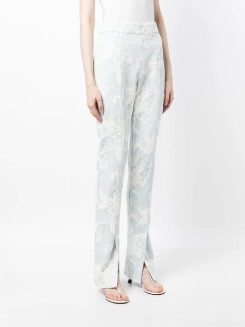 ZIMMERMANN floral-embroidery straight-leg jeans - Blue