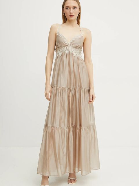 ERMANNO Firenze sukienka kolor beżowy maxi rozkloszowana 56TQ029ES3 - zdjęcie produktu nr 1