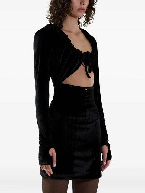 GCDS hooded ruffled mini dress - Black