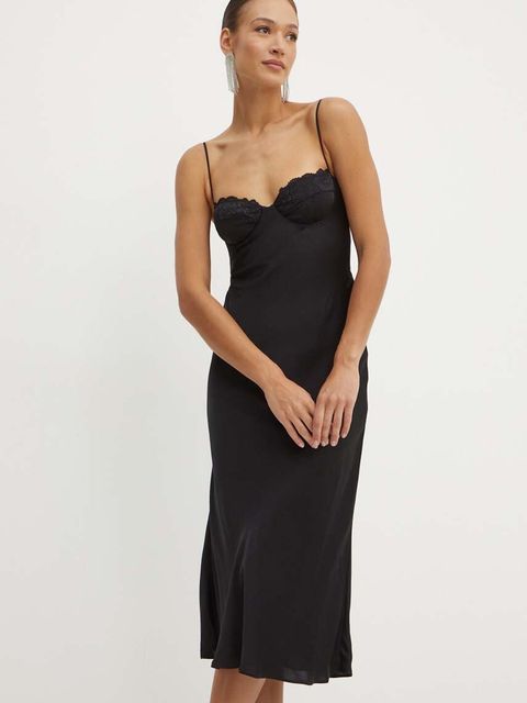 Bardot sukienka SABINA kolor czarny maxi prosta 59209DB