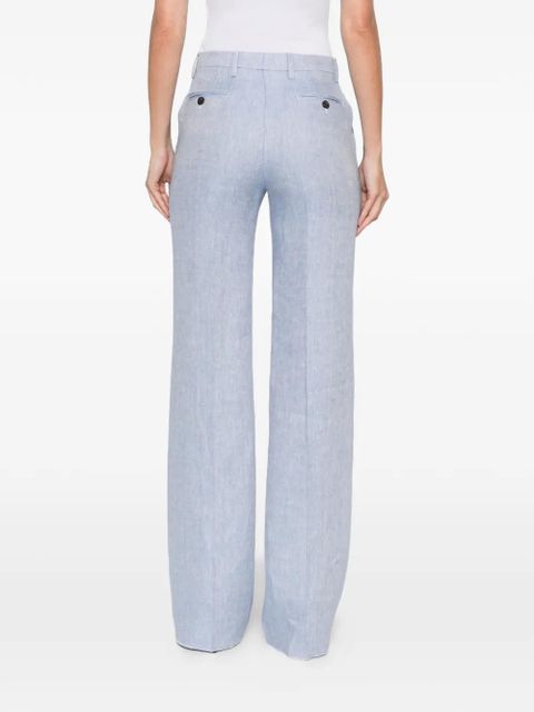 ETRO two side pockets linen tailored trousers - Blue