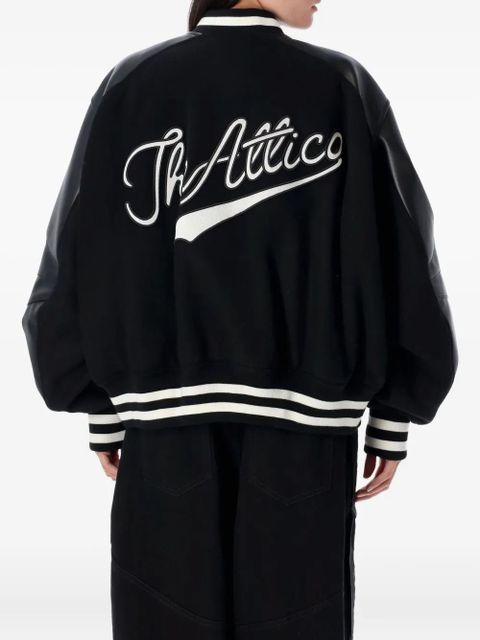 The Attico varsity leather-sleeve bomber jacket - Black - zdjęcie produktu nr 2
