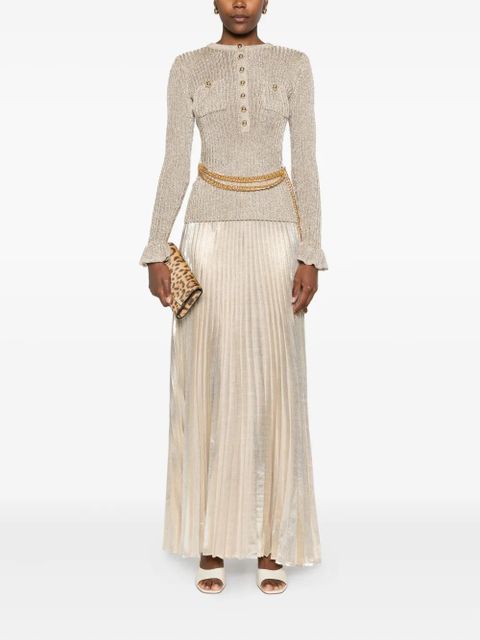 Self-Portrait ribbed-knit lurex maxi dress - Gold