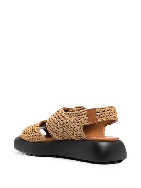 Tod's woven raffia 45mm sandals - Brown