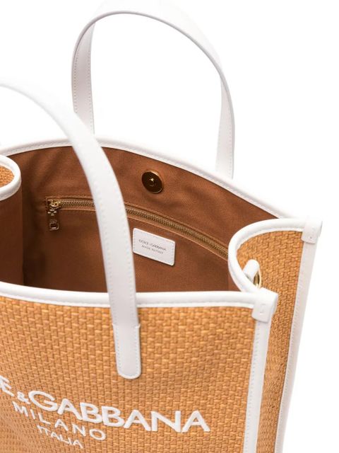Dolce & Gabbana logo-embroidered tote bag - Brown