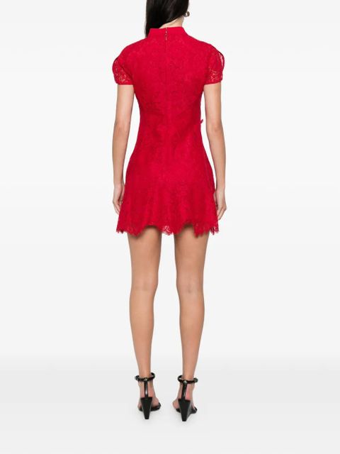Self-Portrait fine lace mini dress - Red