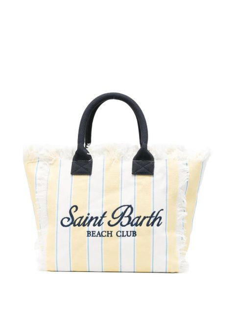 MC2 Saint Barth striped frayed beach bag - White - zdjęcie produktu nr 1