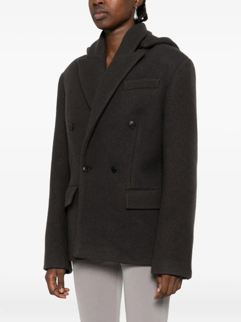 Nanushka detachable-hood double-breasted blazer - Green