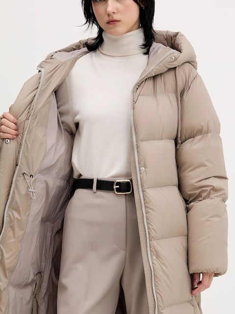 HUGO kurtka puchowa kolor beżowy zimowa oversize 50546355