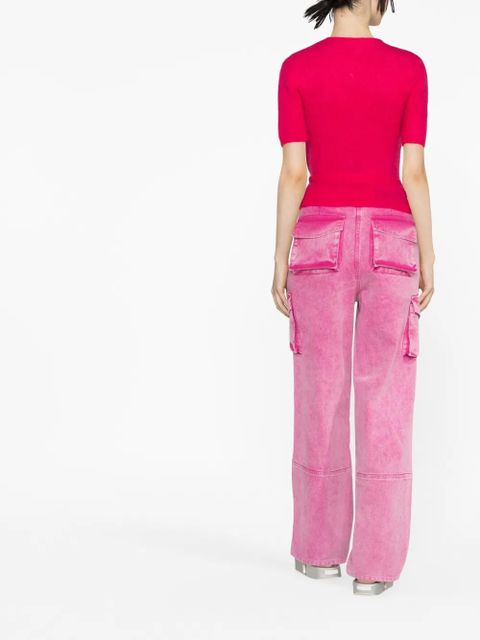 GANNI layered knitted top - Pink