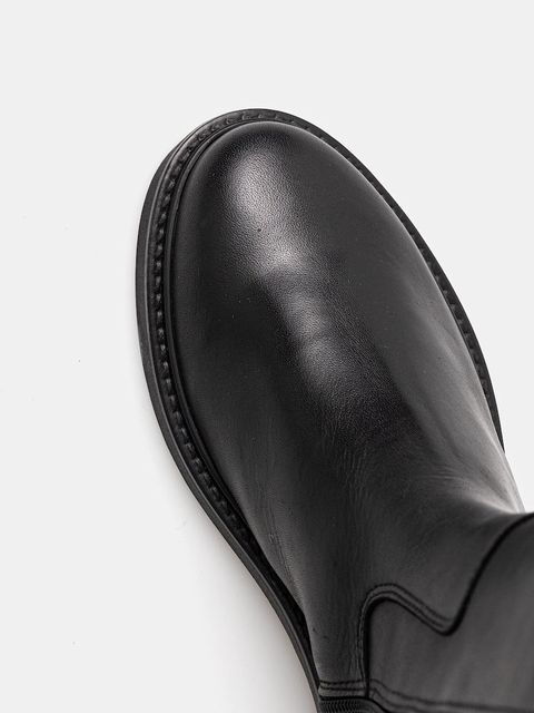 Steve Madden kozaki skórzane Neva kolor czarny na płaskim obcasie 11004756