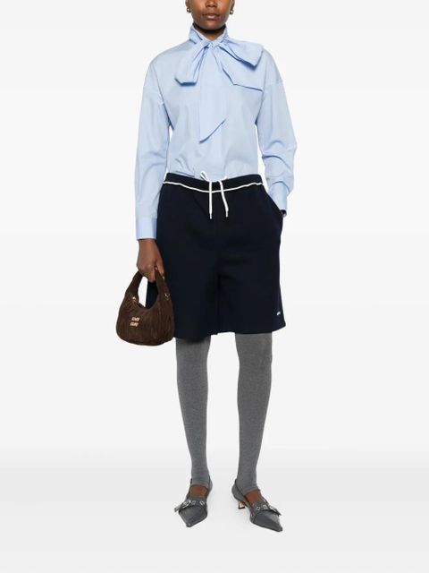 Miu Miu elastic-waistband shorts - Blue - zdjęcie produktu nr 2