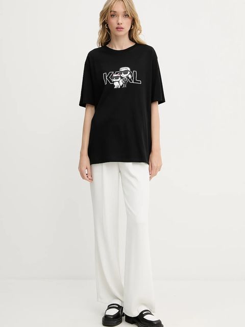 Karl Lagerfeld t-shirt bawełniany IKON damski kolor czarny A3W17084 - zdjęcie produktu nr 2