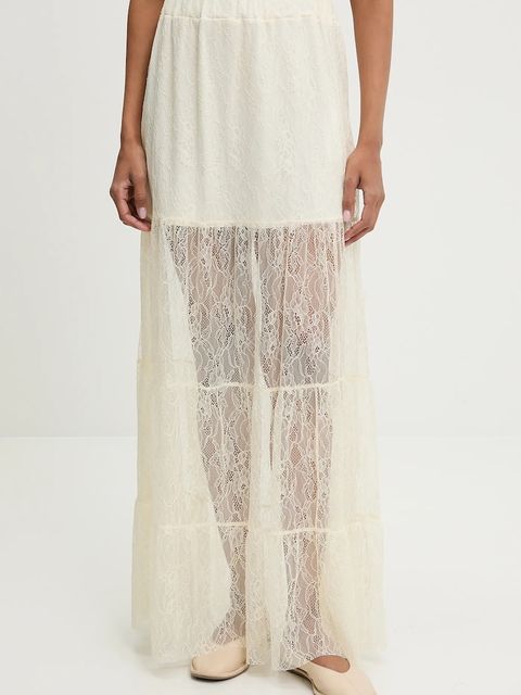 Answear.LAB spódnica kolor beżowy maxi rozkloszowana