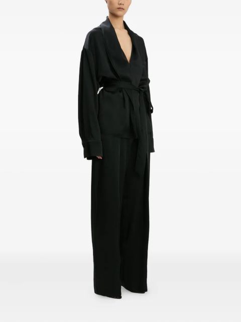 Victoria Beckham pleated wide-leg trousers - Black