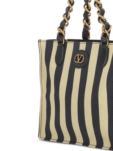 Valentino Garavani striped chain tote bag - Black