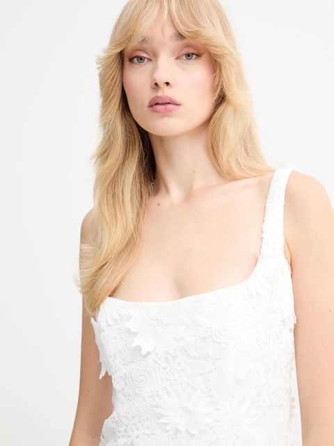 Bardot sukienka kolor biały midi rozkloszowana 60000DB