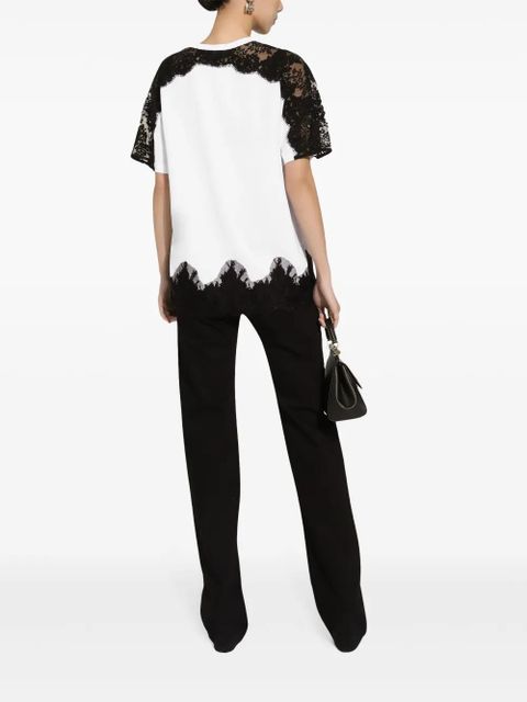 Dolce & Gabbana DNA lace-detail panelled T-shirt - White