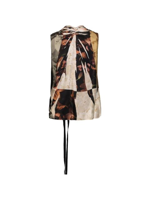 Maison Margiela floral-print draped top - Black - zdjęcie produktu nr 2