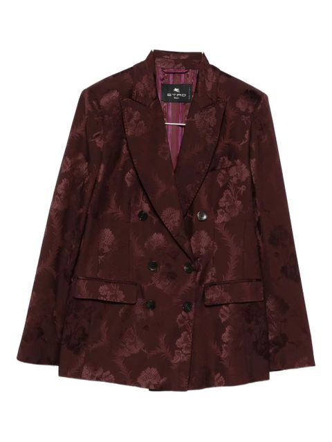 ETRO floral-jacquard double-breasted jacket - Red
