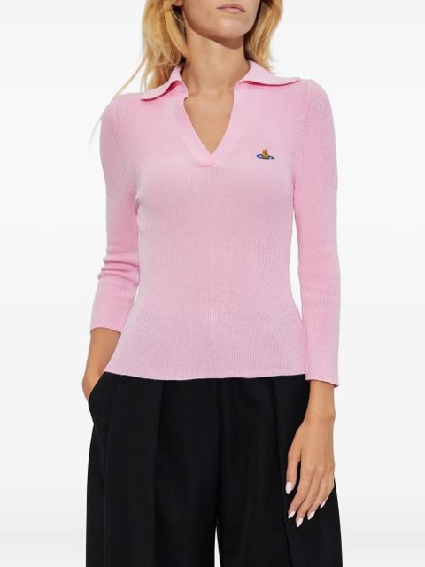 Vivienne Westwood orb-embellished ribbed top - Pink