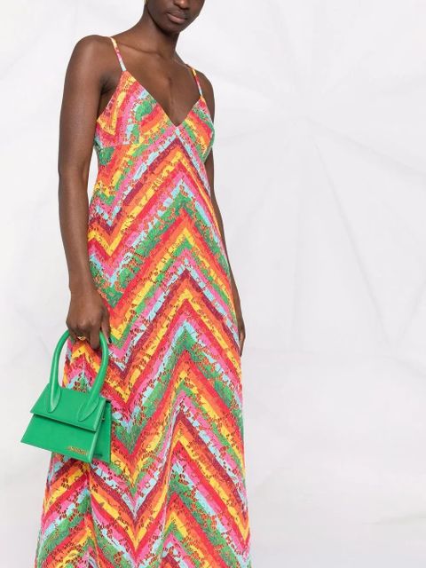 Valentino Garavani striped lace sleeveless dress - Red