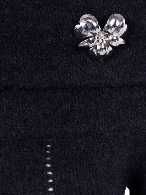 Blumarine off-shoulder flower-embellished dress - Black