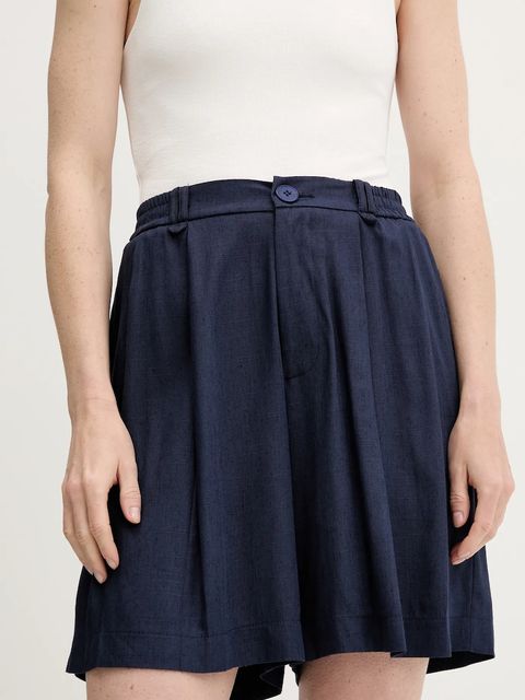 Answear.LAB szorty z lnem damskie kolor granatowy gładkie high waist - zdjęcie produktu nr 1
